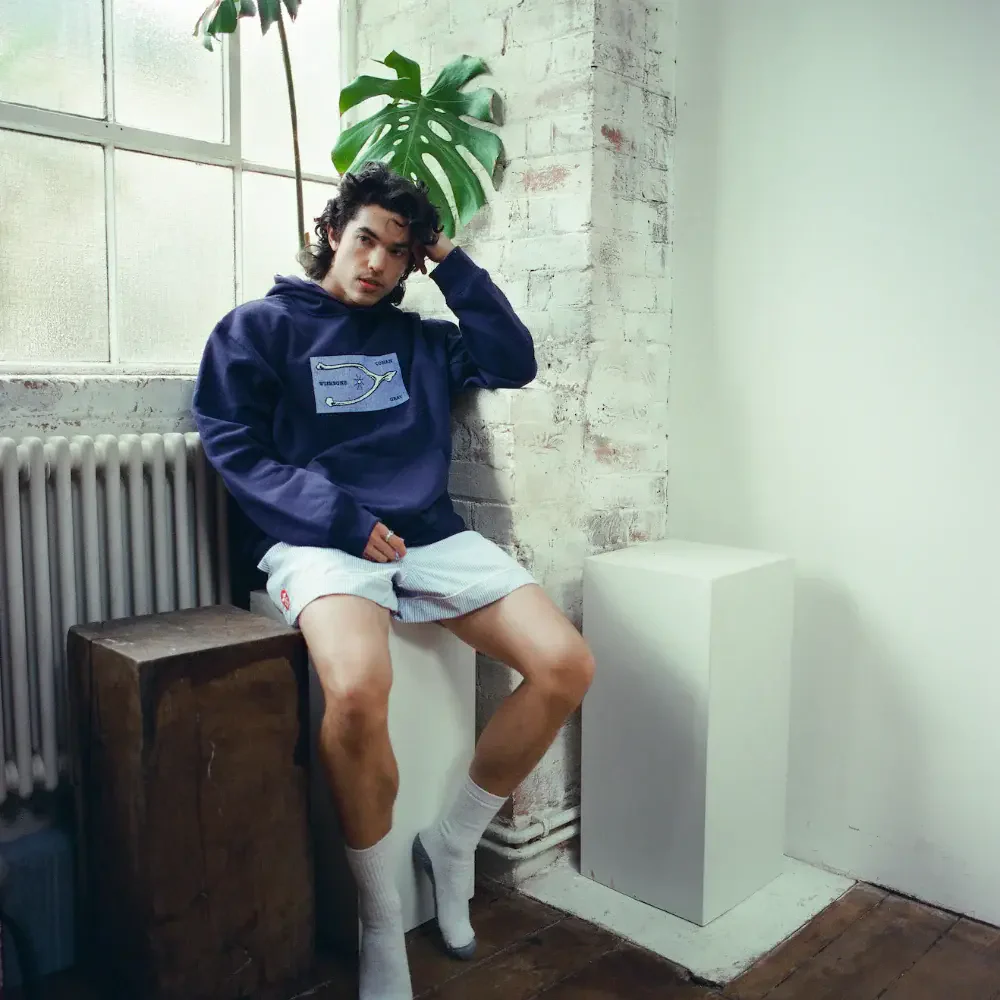 CONAN GRAY WISHBONE NAVY HOODIE